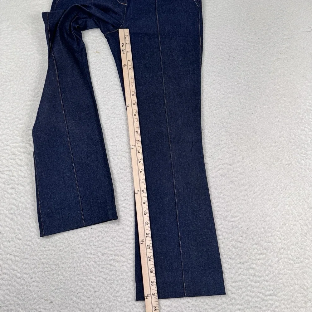 Veronica Beard Jeans Womens 2 High Rise Flare Blue Pintuck Seam Blue Gold Button